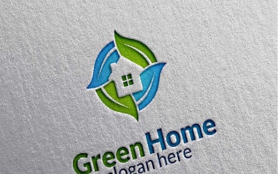 Green Home 3 Logo Template