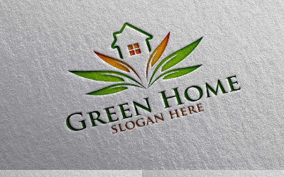 Groene huis 9 Logo sjabloon