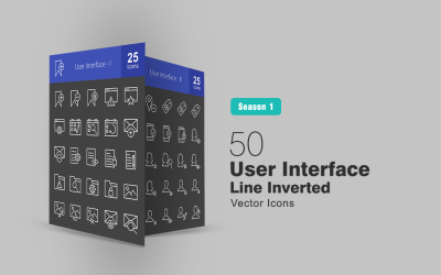 50 Conjunto de ícones invertidos de linha de interface do usuário