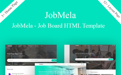 JobMela - Jobbkort och instrumentpanel HTML5-mall