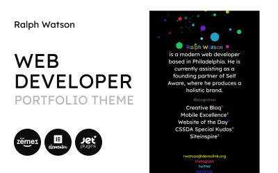 Portfolio internetowe - minimalistyczny szablon portfolio dla programistów internetowych Motyw WordPress
