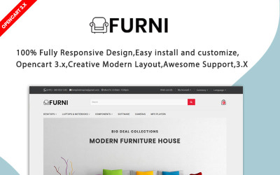 Reszponzív Furni Responsive OpenCart Template OpenCart sablon 90633