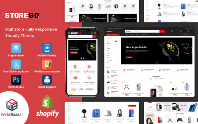 "StoreGo - Multipurpose Premium Electronic" - адаптивний Shopify шаблон №90638