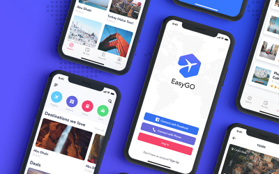 EasyGo - Travel App Prvky uživatelského rozhraní mobilní aplikace