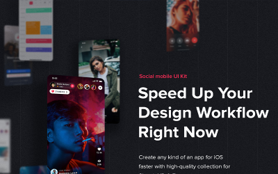 "Jazam - Social mobile app UI Kit" Éléments d'IU #90808