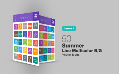 50 Summer Line多色B / G图标集