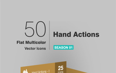 50 Hand Actions Line Green &amp; Black Icon Set