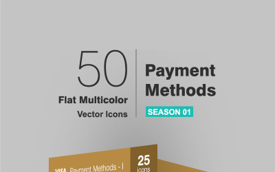 Icon-Sammlungen Vorlage namens "50 Payment Methods Flat Multicolor" #91012