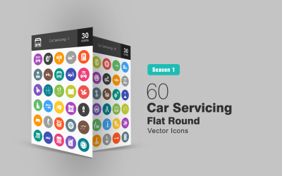 60 обслуговування автомобілів плоскі круглі набір іконок