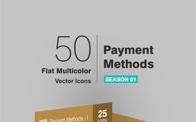 50 Payment Methods Flat Multicolor Iconset #91012