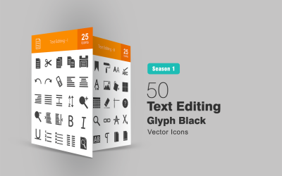 50 Conjunto de iconos de glifos de edición de texto