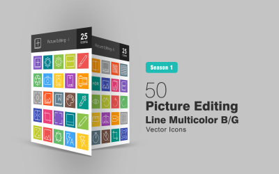 50 Línea de edición de imágenes Multicolor B / G Icon Set