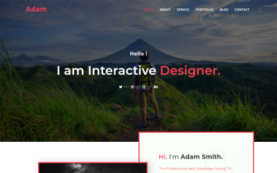 Modello di pagina di destinazione HTML5 del portfolio personale di Adam