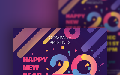 Happy 2020 New Year Poster PSD Template