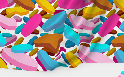 Abstract round 3d disk scattered repeat Pattern #91389