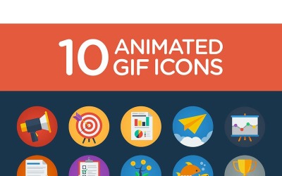 Icon-Sammlungen Vorlage namens "10 Flat Animated Icons" #91361