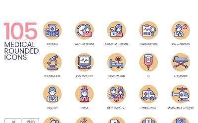 105 icônes médicales - Ensemble de série Butterscotch