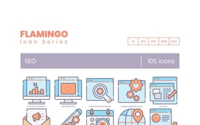 105 iconos de SEO - conjunto de serie Flamingo