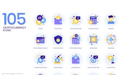 105 ikon kryptowalut - zestaw serii lawendowej