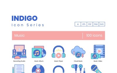 100 muziekpictogrammen - Indigo Series Set