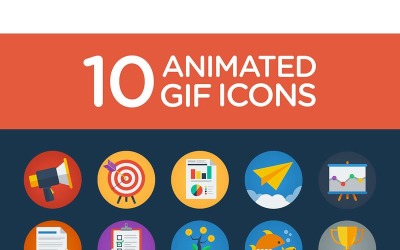 10 platta animerade ikoner