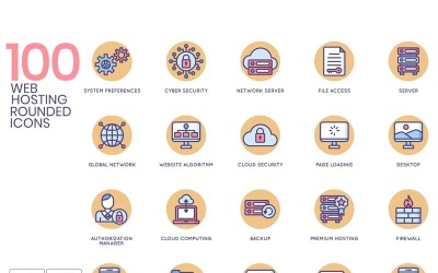 100 Webhosting-Symbole - Butterscotch Series Set