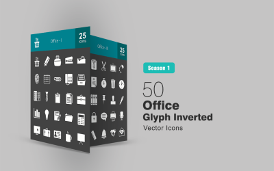 50 pilar Glyph Inverterad Ikonuppsättning