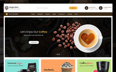 Reszponzív MegaMart - Coffee Store PrestaShop sablon 91591