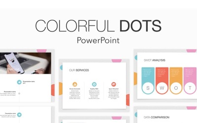 Kolorowe kropki szablon PowerPoint