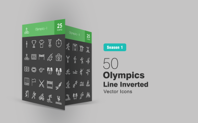 50 olimpia vonal fordított ikon készlet
