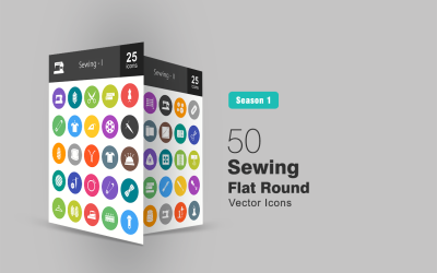 50 швейні плоских круглі набір іконок