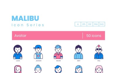 50 Avatarikoner - Malibu-serieuppsättning