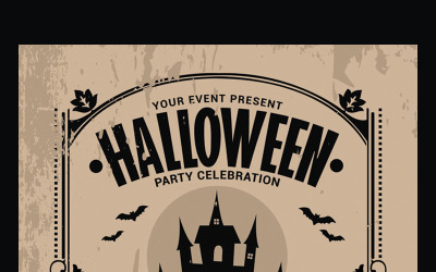 Halloween Party Vintage Flyer - huisstijl sjabloon