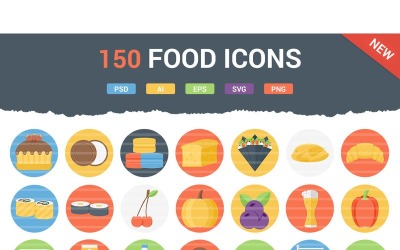 150 icônes de nourriture