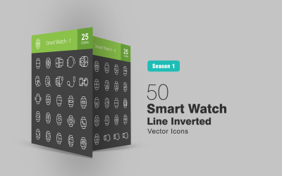 50 línea de reloj inteligente invertida conjunto de iconos