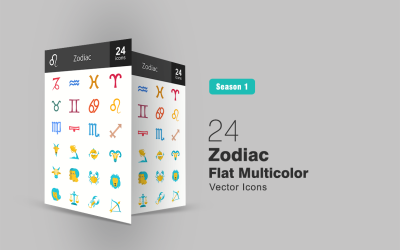 Set di icone piatte 24 zodiaco