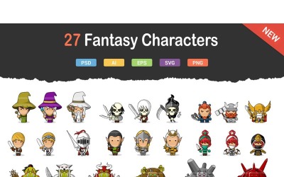 27 zestaw ikon postaci fantasy