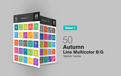 50 Autumn Line Multicolor B / G Ikonuppsättning
