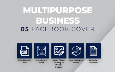 5 Modello di social media per copertina di Facebook aziendale multiuso
