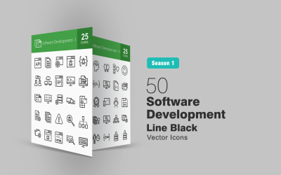 50 Conjunto de ícones de linha de desenvolvimento de software