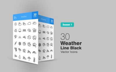 30 Conjunto de ícones de linha meteorológica