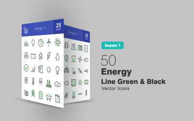 50 energielijn groen en zwart pictogramserie