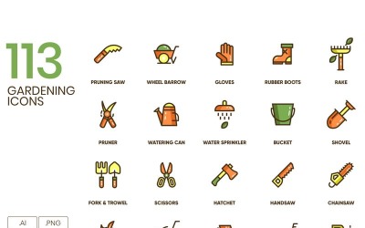 113 icônes de jardinage - ensemble de la série Eco