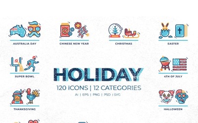 120 iconos de vacaciones conjunto