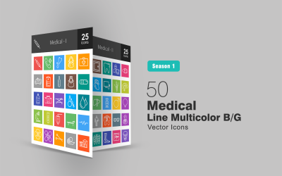 50 Medical Line Mehrfarben-B / G-Symbolsatz