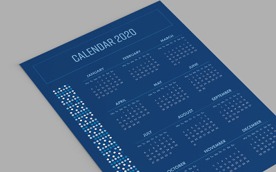 Poster Calendar 2020. Classic Blue Planner