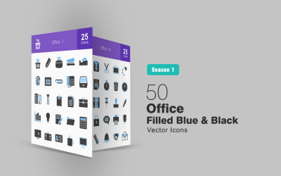 50 Arrows Filled Blue &amp; Black Icon Set