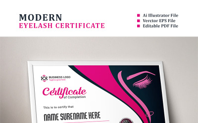 Eyelash Extension Certificate Template