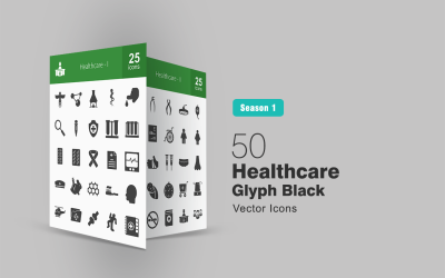 50 Healthcare Glyph Icon Set