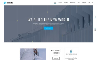 Reszponzív AlfaGroup - Construction Business Landing Page Template Nyítóoldal sablon 92320